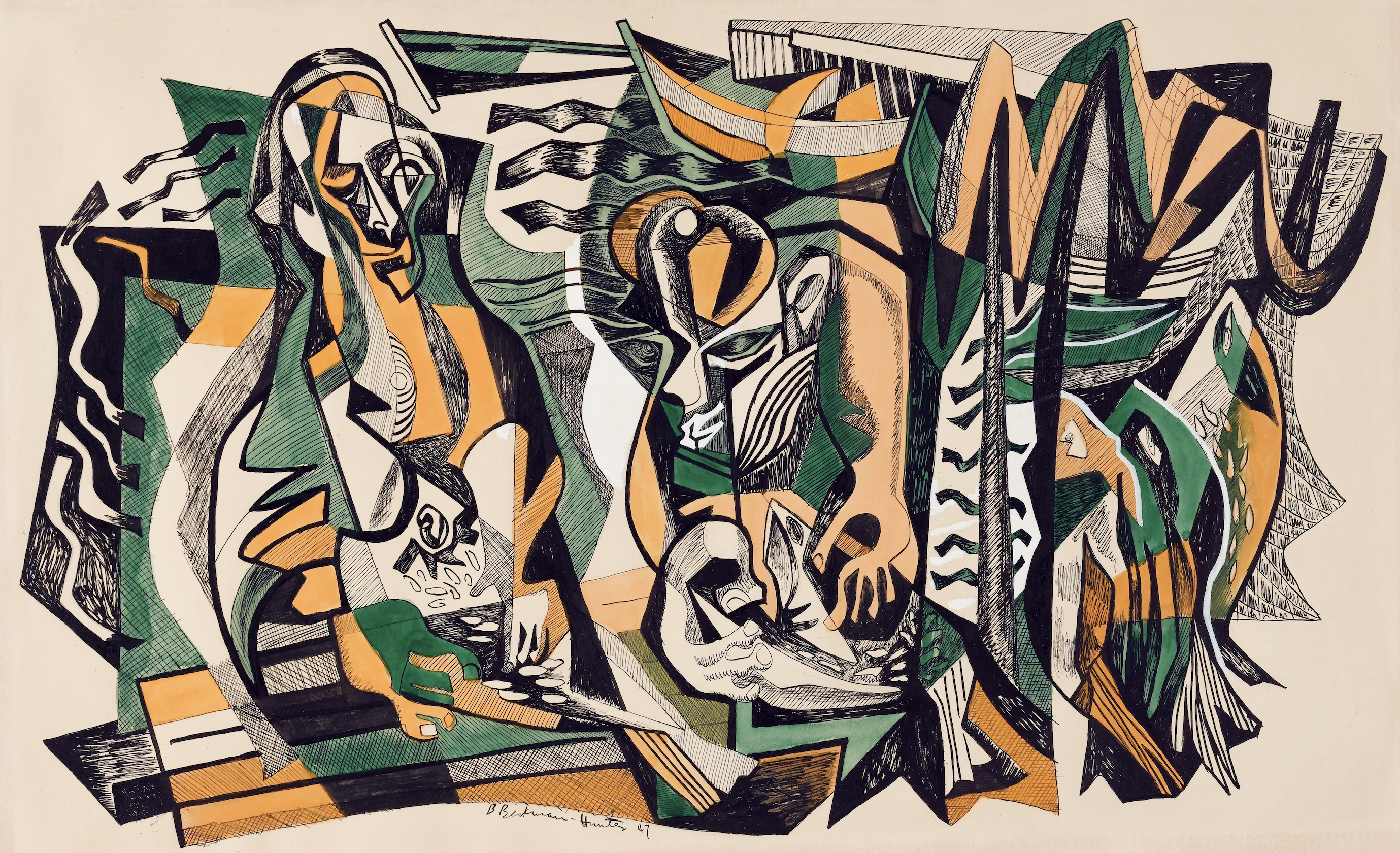 Untitled (Composition in green and orange)
