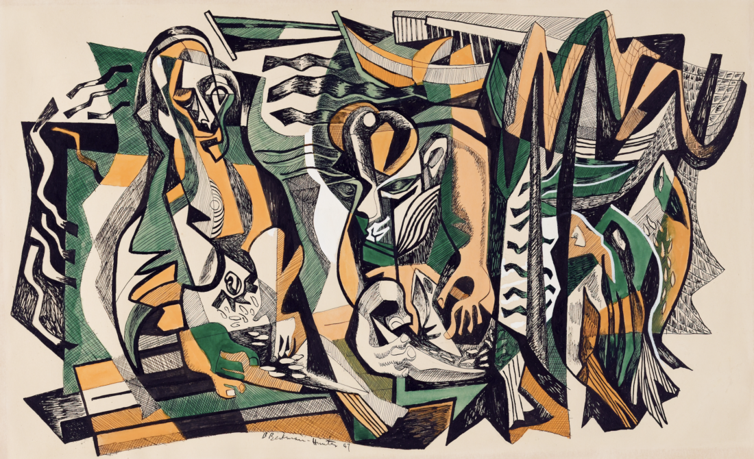 Untitled (Composition in green and orange)