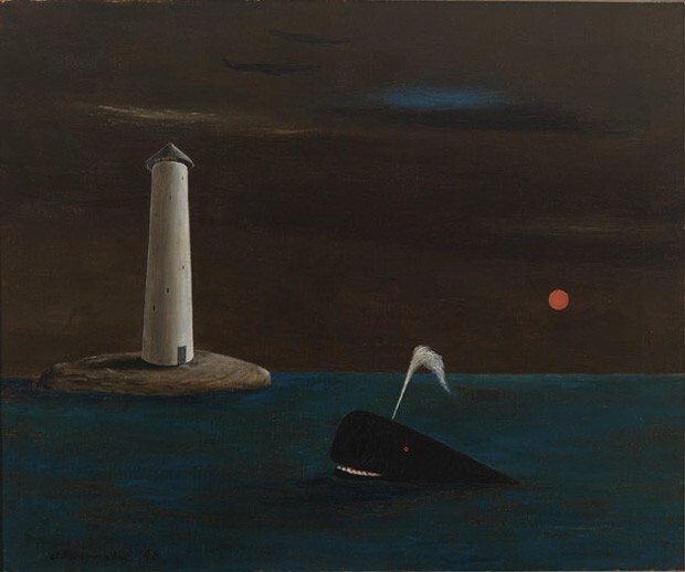 Untitled (Lighthouse, Whale and Black Sea)