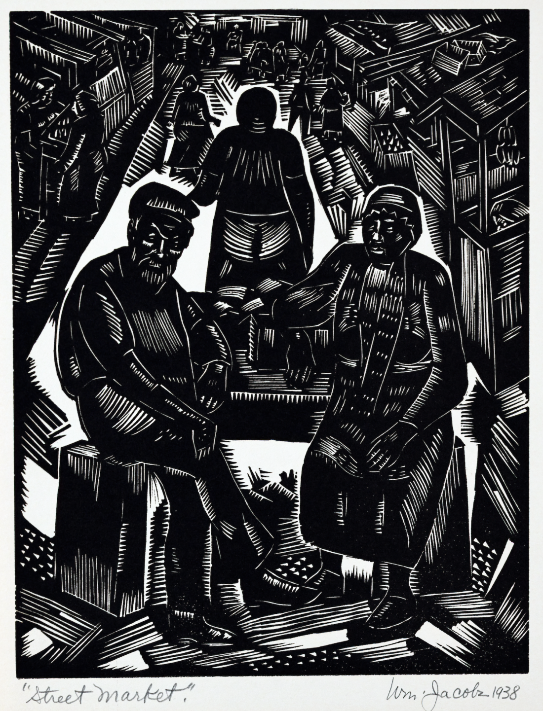 Street Market (block print)