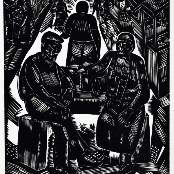 William Jacobs's Street Market (block print)