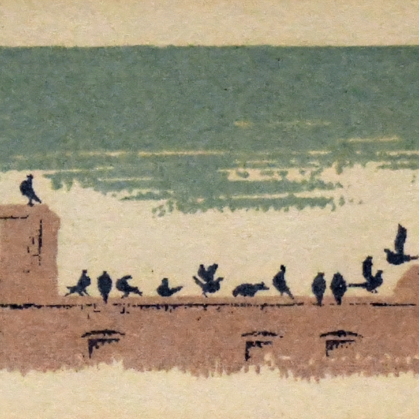 Rowena Fry's Untitled (Birds on rooftop)