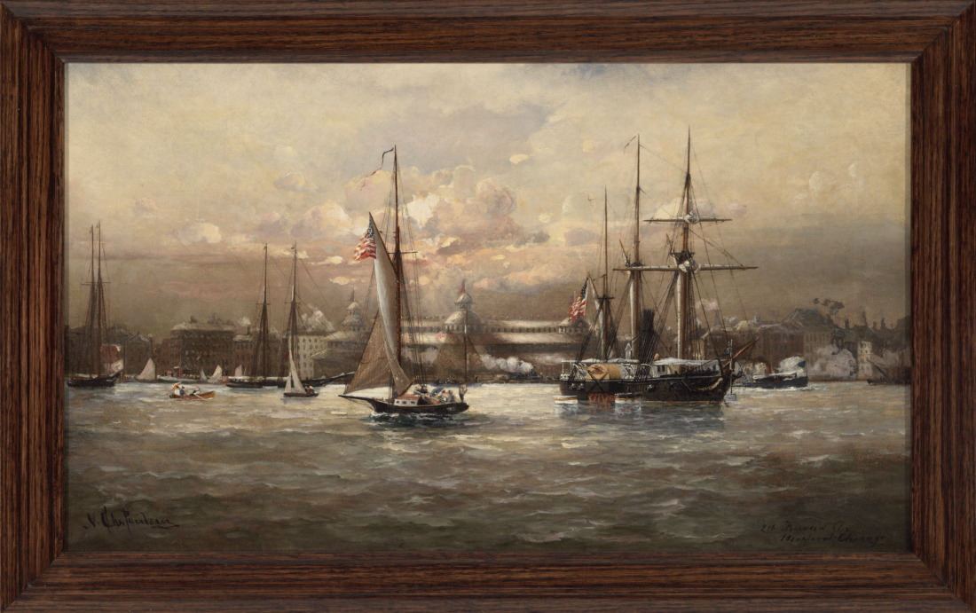 Untitled (Ships with American Flags)