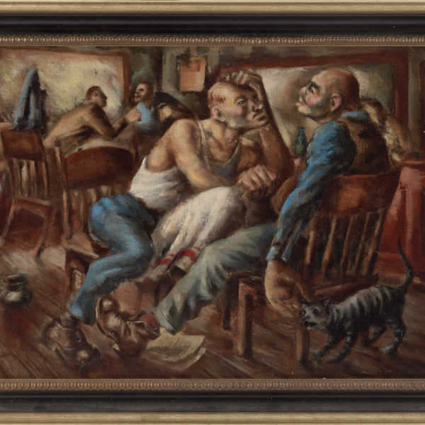 Leopold Segedin's Untitled (Men in Bar with Cat)