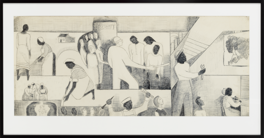 The Negro in Professional Life - Mural Study featuring Women in the Workplace