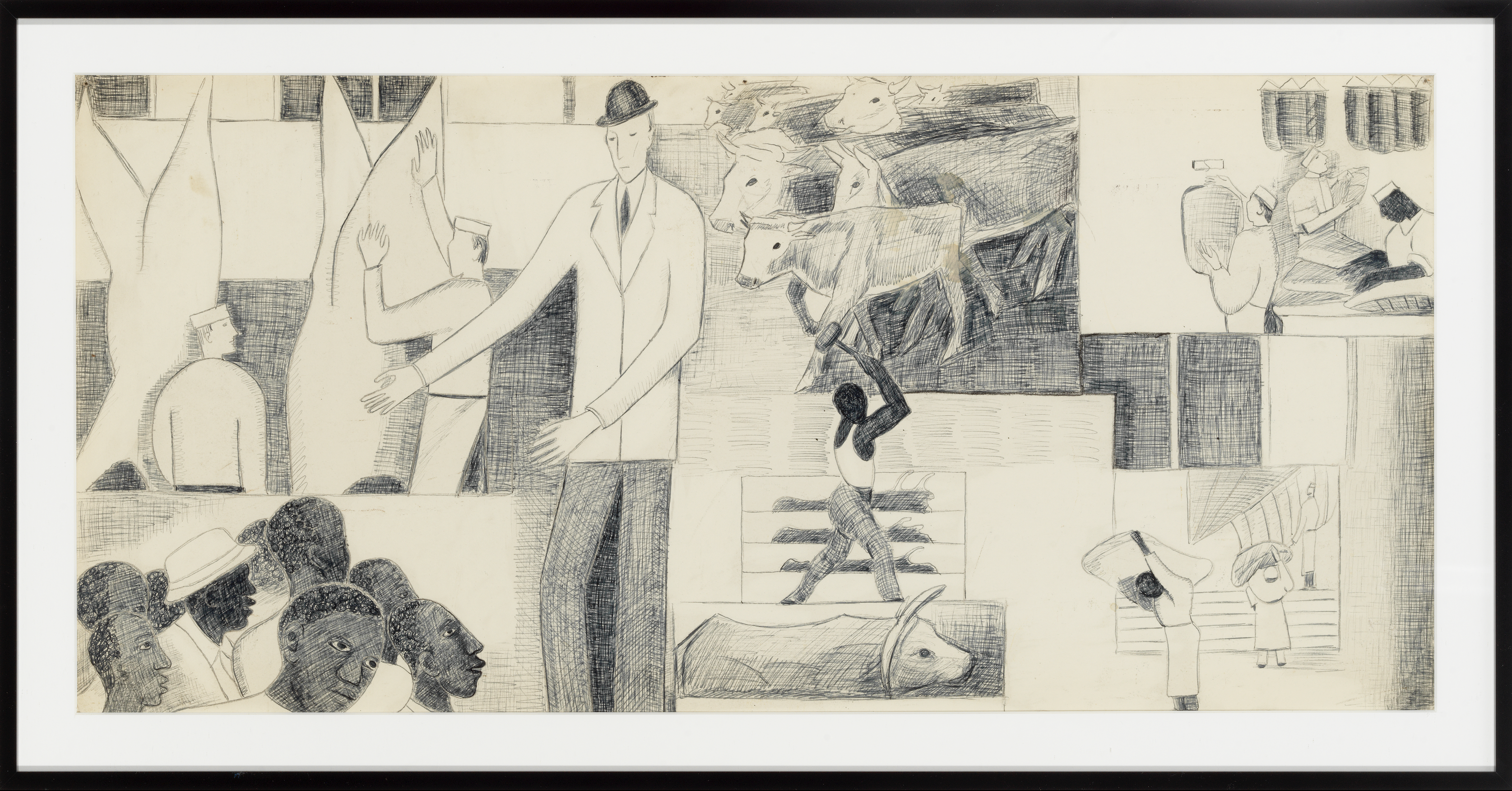 The Negro in Professional Life - Mural Study featuring the Meat Packing Industry