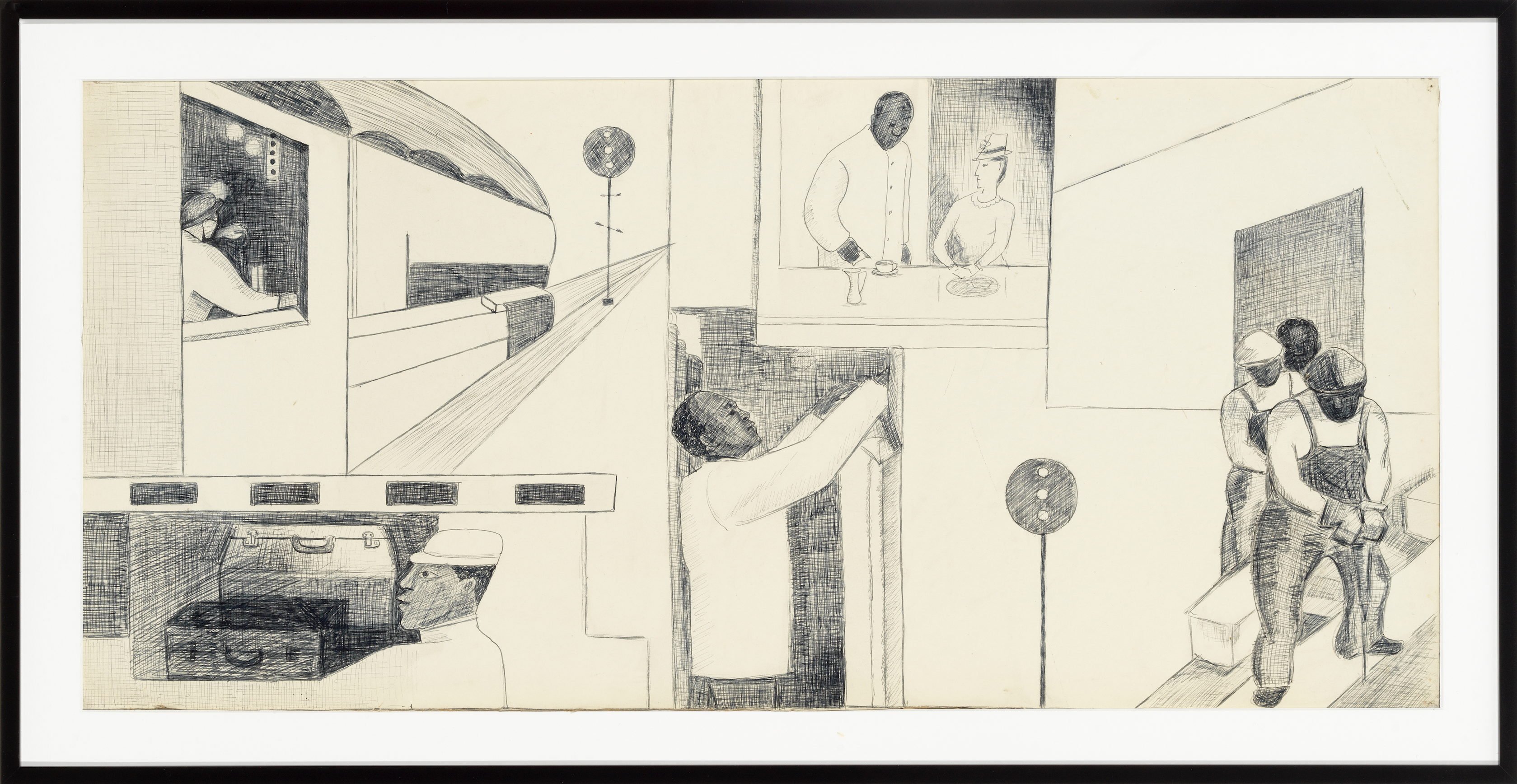 The Negro in Professional Life - Mural Study featuring the Railroad Industry