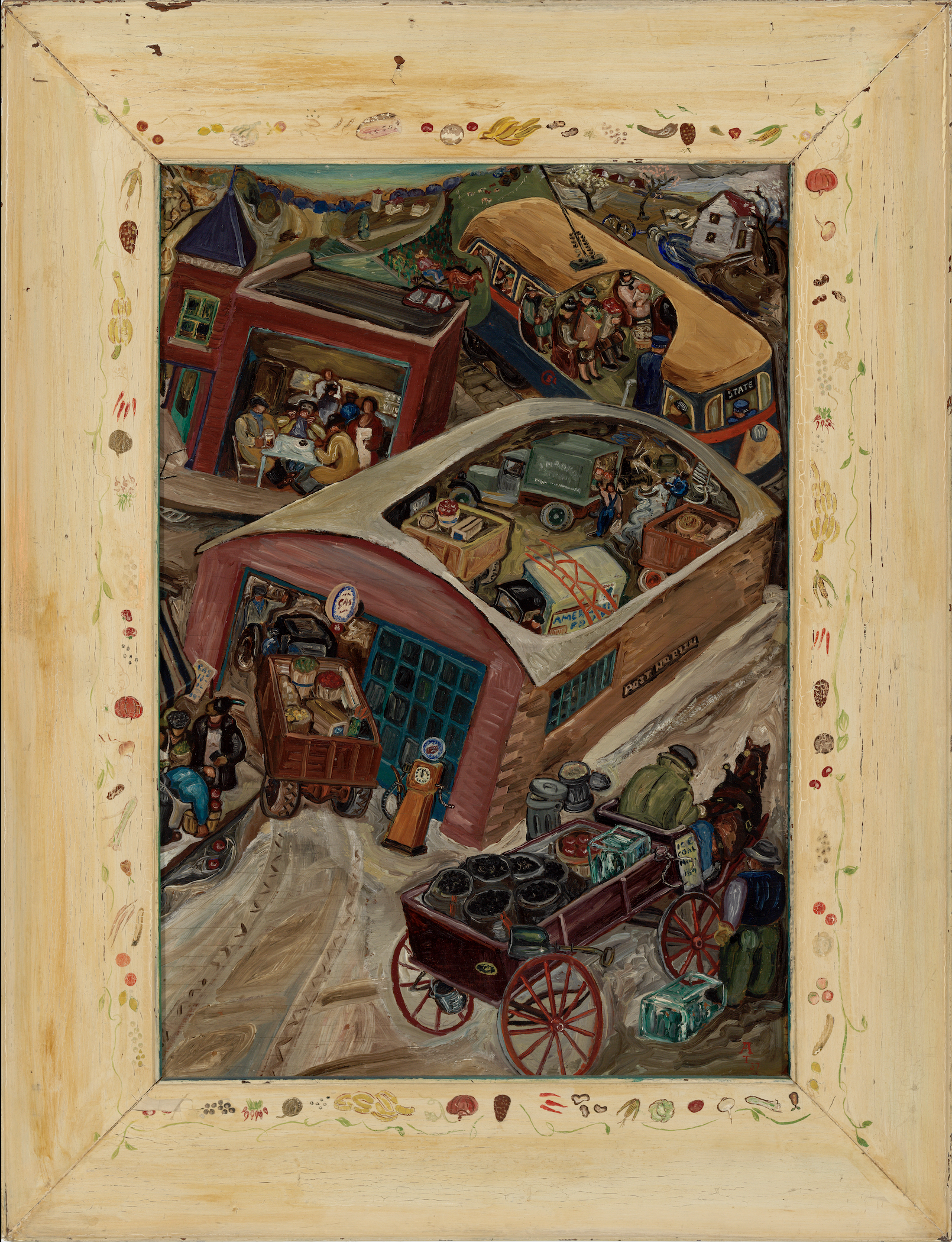 Untitled (Street scene with cutaway interiors)