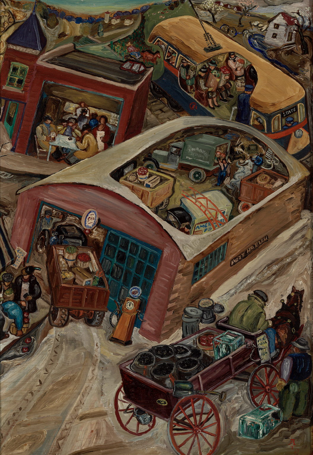 Untitled (Street scene with cutaway interiors)