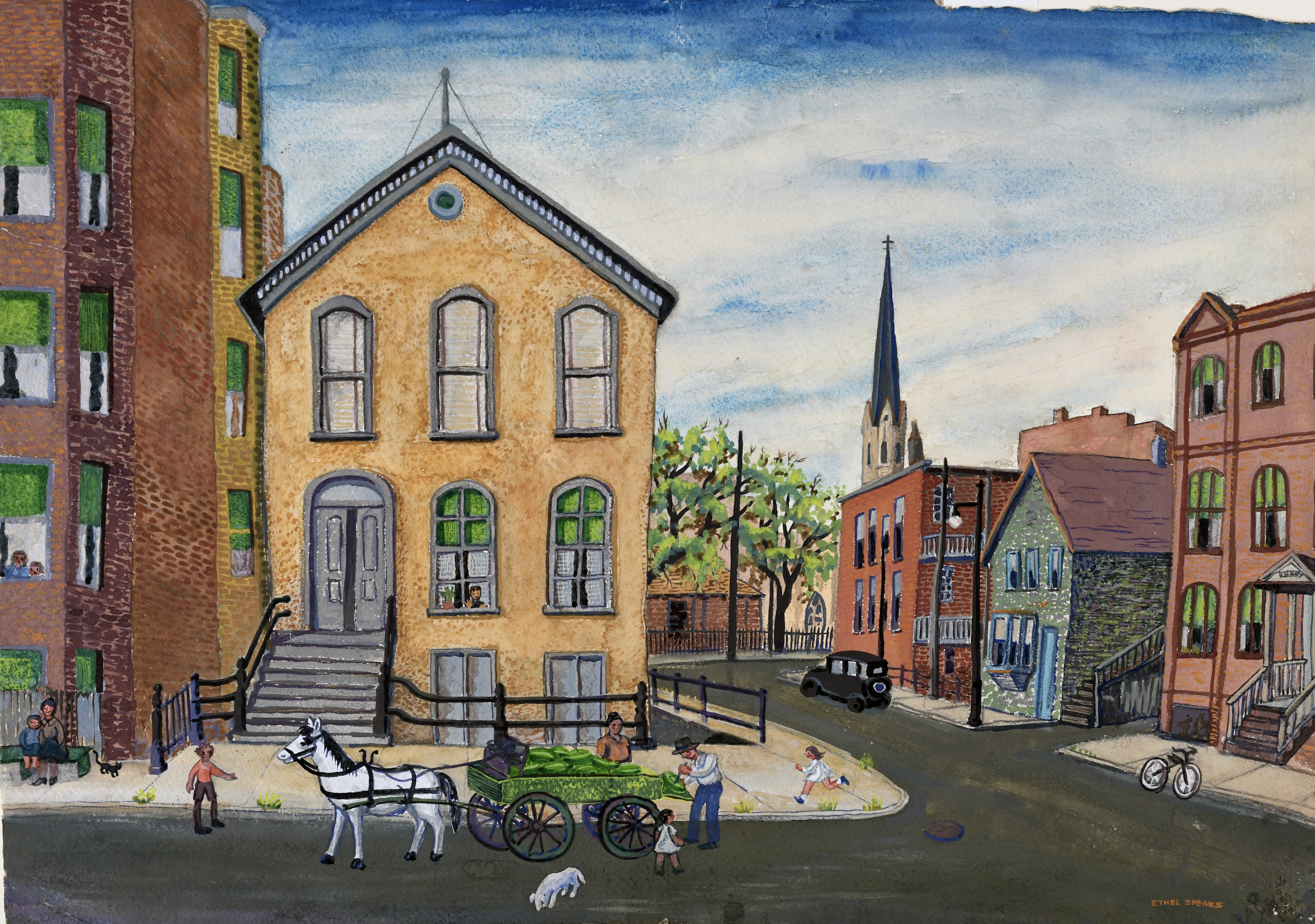 Street with Watermelon Peddler (Yellow House)