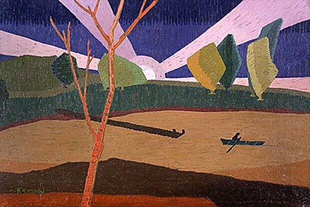 Landscape with Dock and Boater