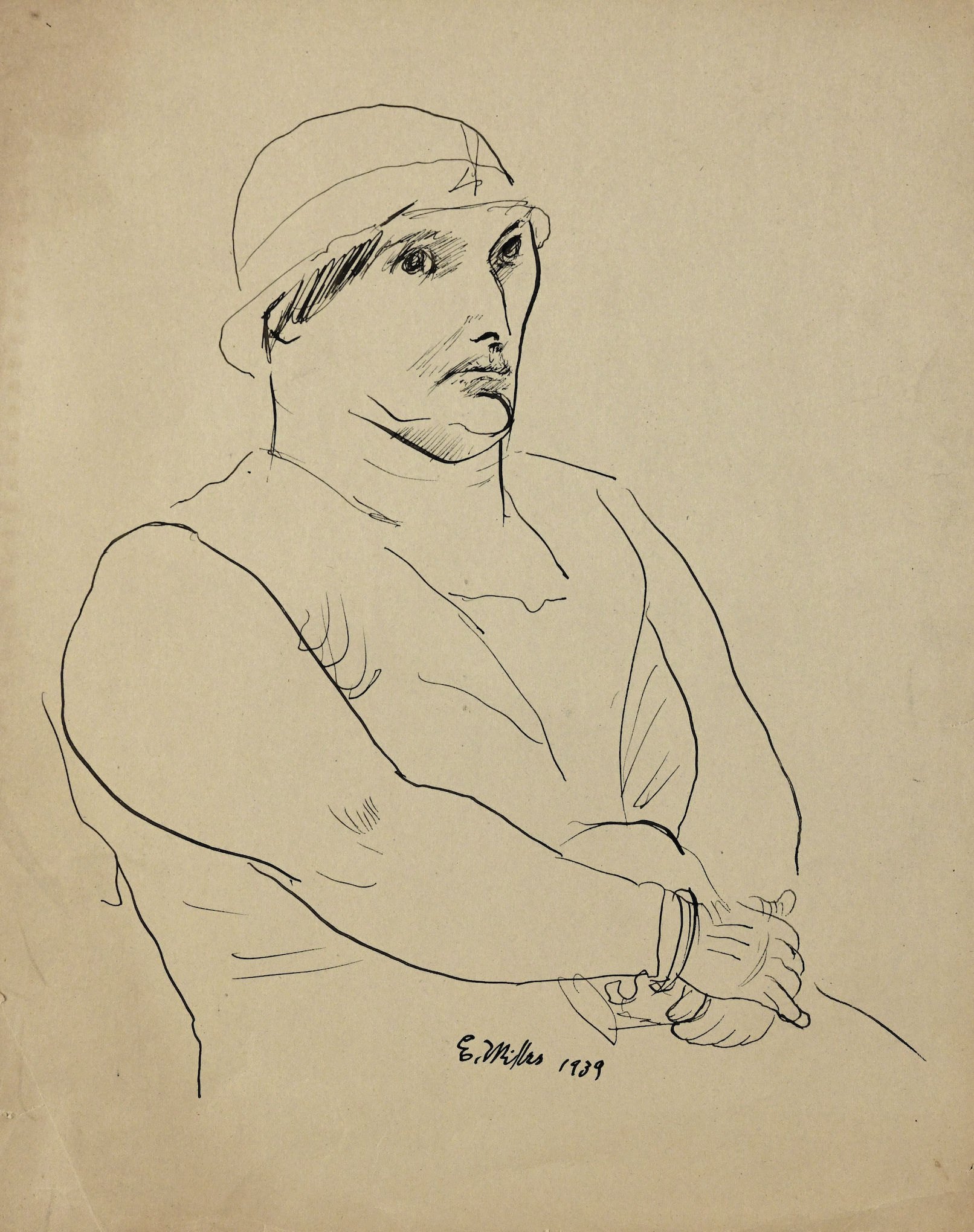Untitled (Figure with hat and crossed hands)