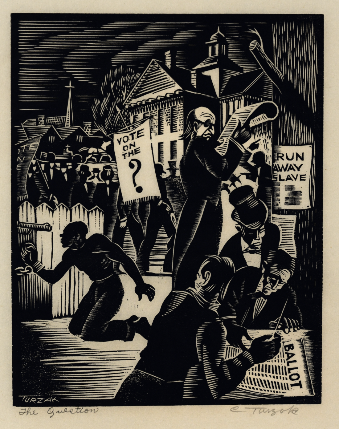 History of Illinois in Woodcuts, 08: The Question