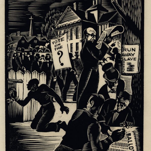 Charles Turzak's History of Illinois in Woodcuts, 08: The Question