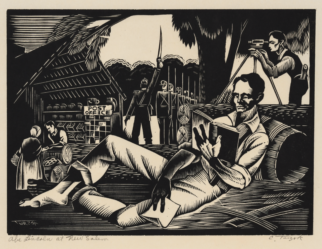 History of Illinois in Woodcuts, 07: Abe Lincoln at New Salem