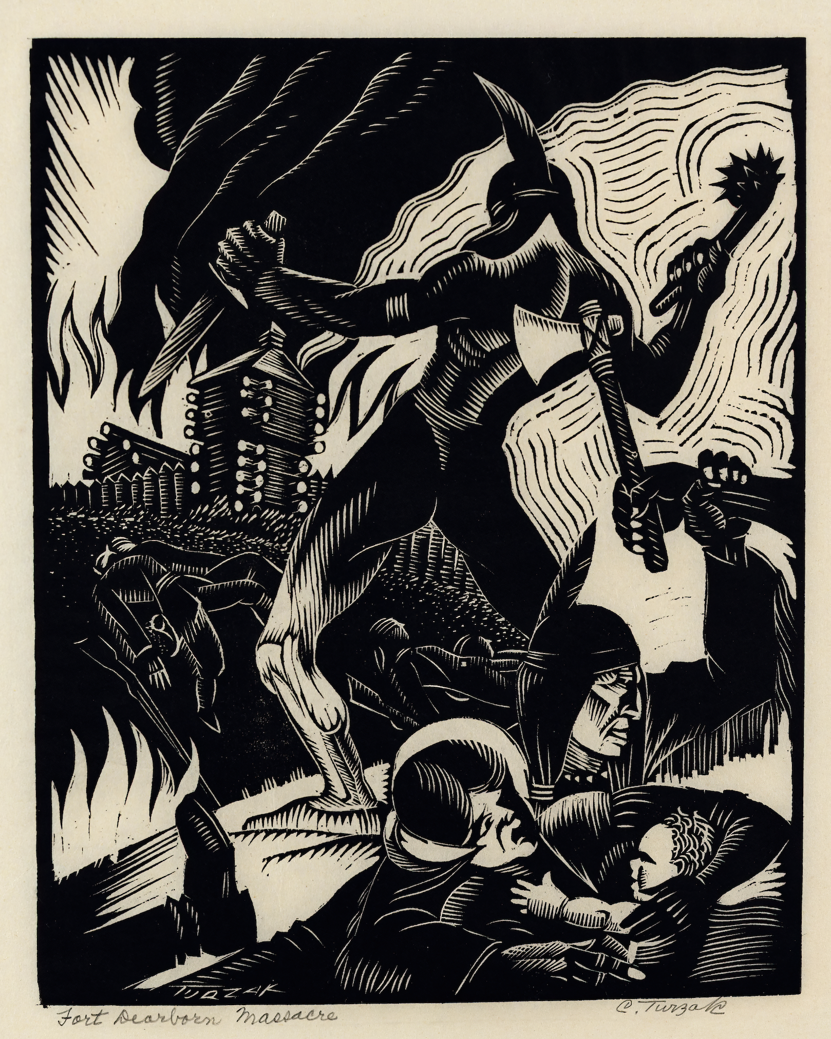 History of Illinois in Woodcuts, 04: Fort Dearborn Massacre