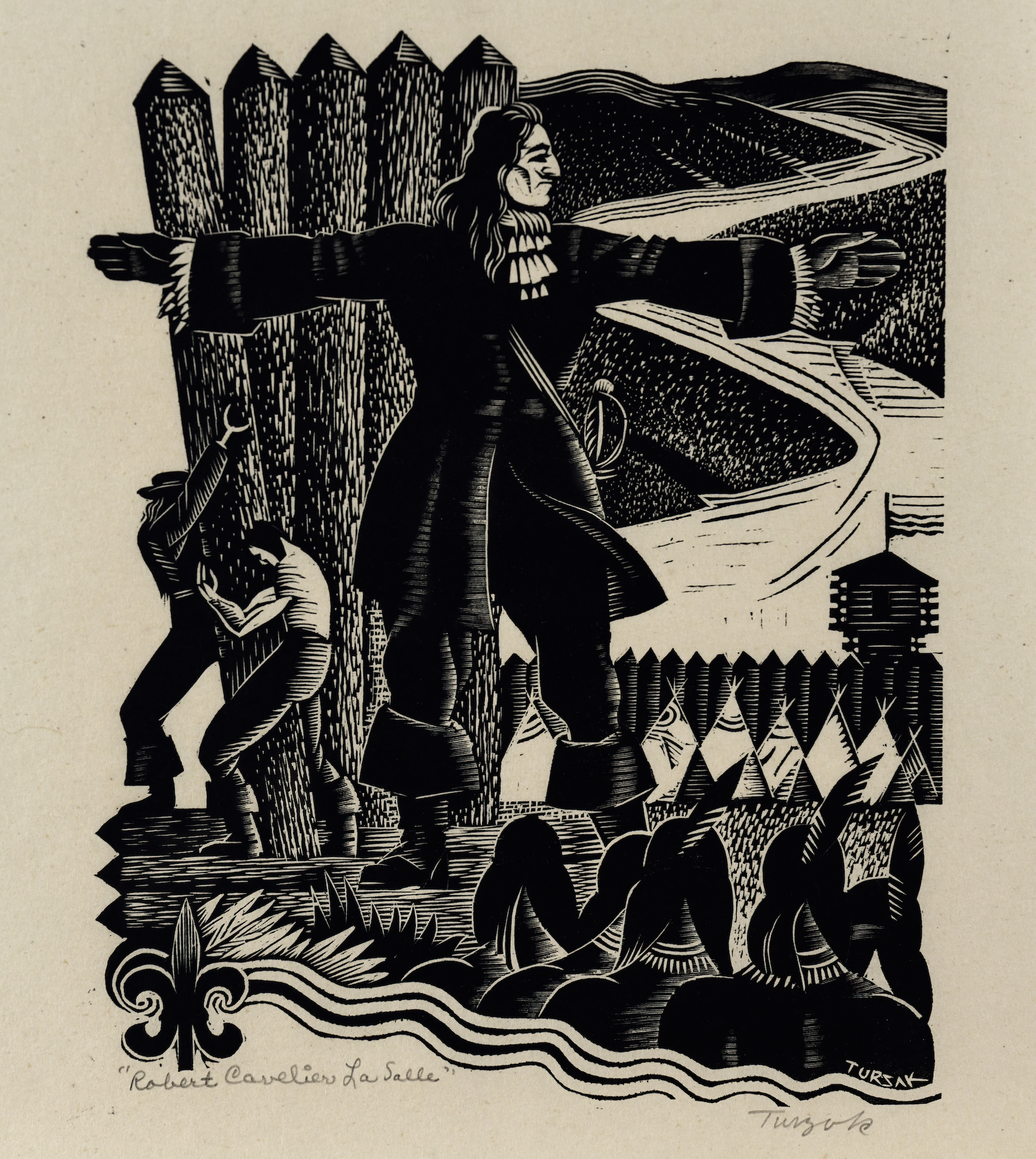 History of Illinois in Woodcuts, 02: Robert Cavelier La Salle and Tonti
