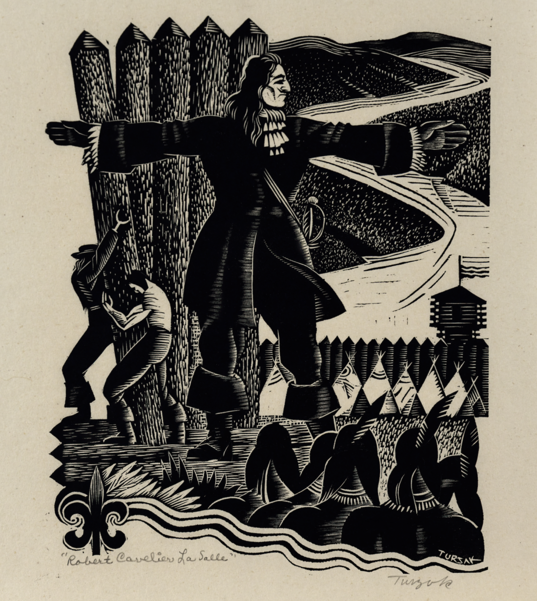History of Illinois in Woodcuts, 02: Robert Cavelier La Salle and Tonti