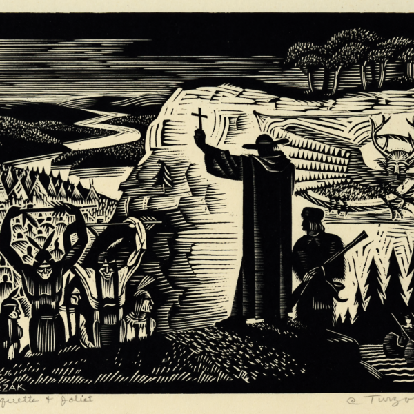 Charles Turzak's History of Illinois in Woodcuts, 01: Marquette and Joliet